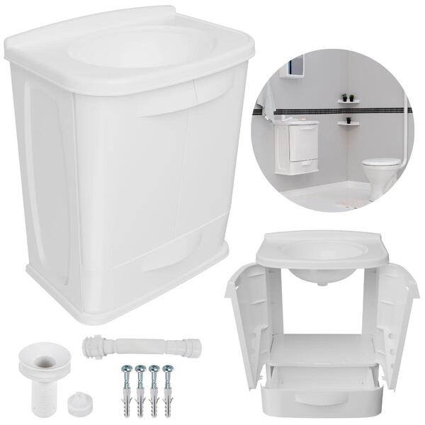 Gabinete Suspenso Para Banheiro Com Lavatório Branco | 2 Port